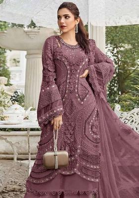 Chocolate Embroidery Georgette Kurta Set