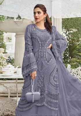 Purple Embroidery Georgette Kurta Set