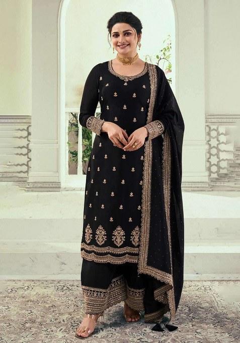Black Embroidery Georgette Salwar Kameez