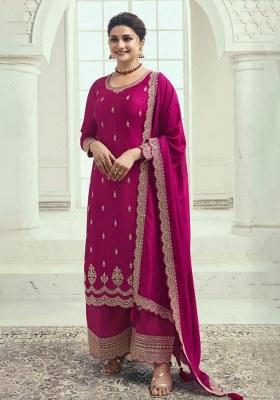 Rani Pink Embroidery Georgette Salwar Kameez