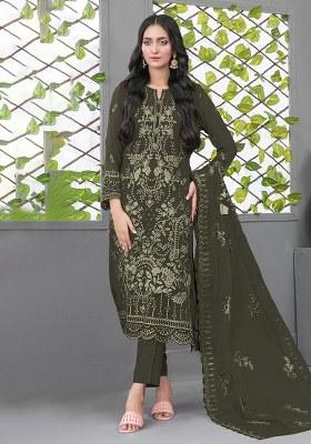 Mehendi Embroidery Georgette Salwar Kameez