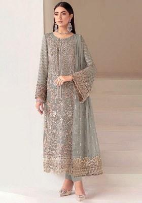 Sky Blue Embroidery Georgette Salwar Kameez
