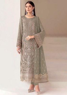 Mehendi Embroidery Georgette Salwar Kameez