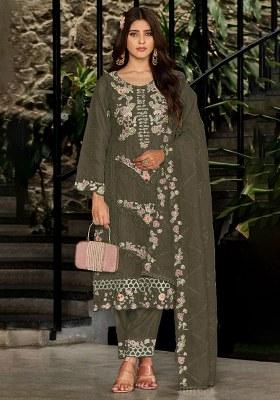 Mehendi Embroidery Georgette Salwar Kameez