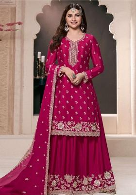 Pink Embroidery Silk Suit Set