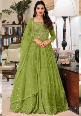 Dark Green Embroidery Georgette Suit Set
