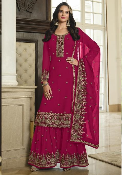 Pink Embroidery Georgette Suit Set