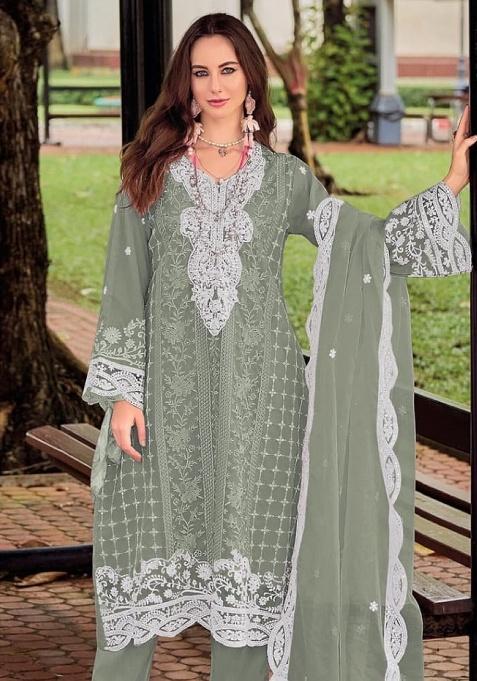 Green Embroidery Silk Salwar Kameez
