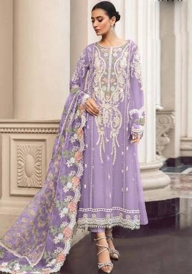 Lavender Embroidered Georgette Kurta Set