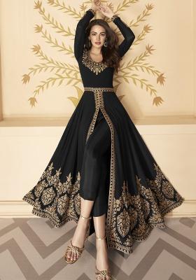 black Embroidered Georgette Kurta Set