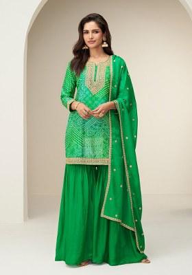 Green Printed Chinon Salwar Suit