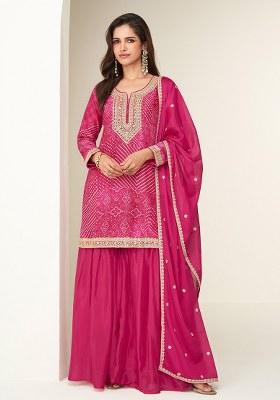 Pink Printed Chinon Salwar Suit