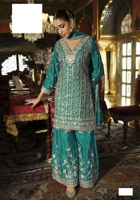 Green Sequence Work Chinon Salwar Suit
