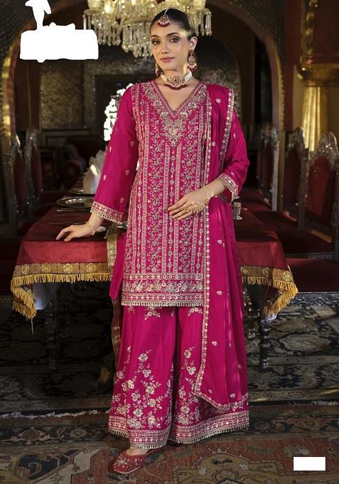 Pink Sequence Work Chinon Salwar Suit