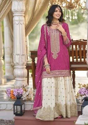 Pink Printed Chinon Salwar Suit