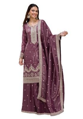 Onion Pink Embroidery Gold Crush Salwar Suit
