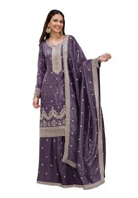 Lavender Embroidery Gold Crush Salwar Suit