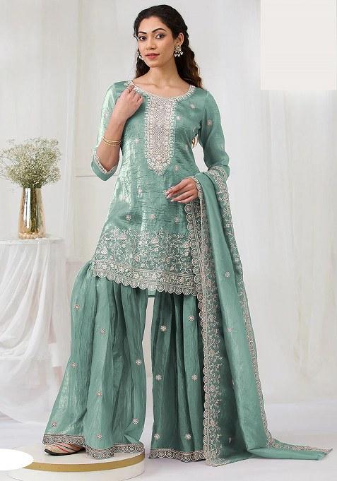 Pista Embroidery Georgette Salwar Suit