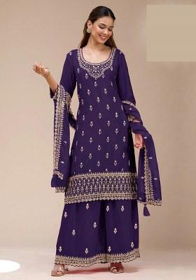 Violet Embroidery Georgette Salwar Suit
