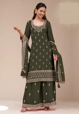 Mehendi Embroidery Georgette Salwar Suit