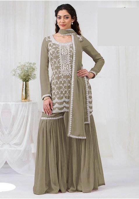 Mehendi Embroidery Georgette Salwar Suit