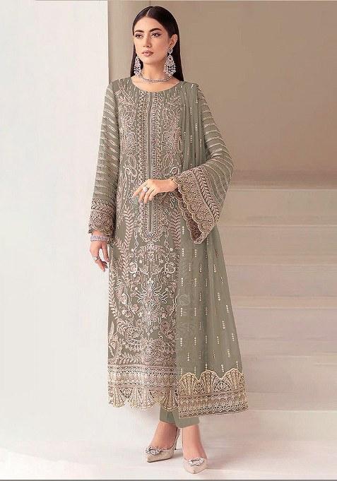 Green Khatli Work Georgette Salwar Suit