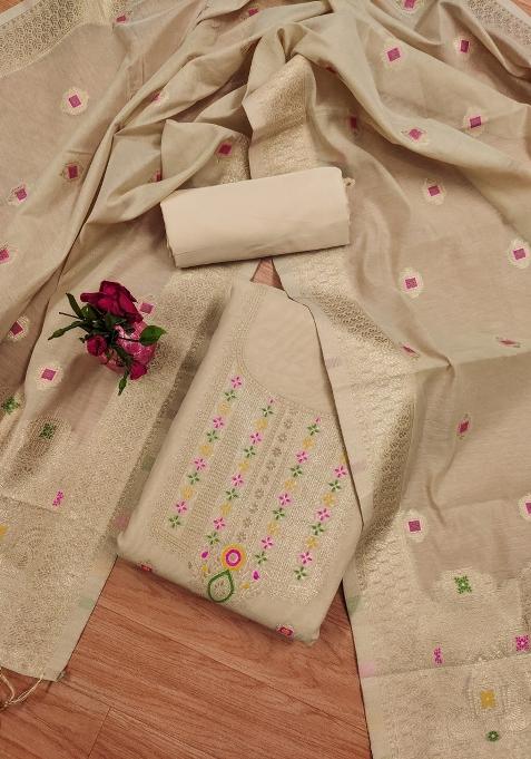 Chiku Motif Silk Kurta Set