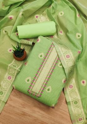 Pista Embroidered Silk Blend Straight Kurta Set