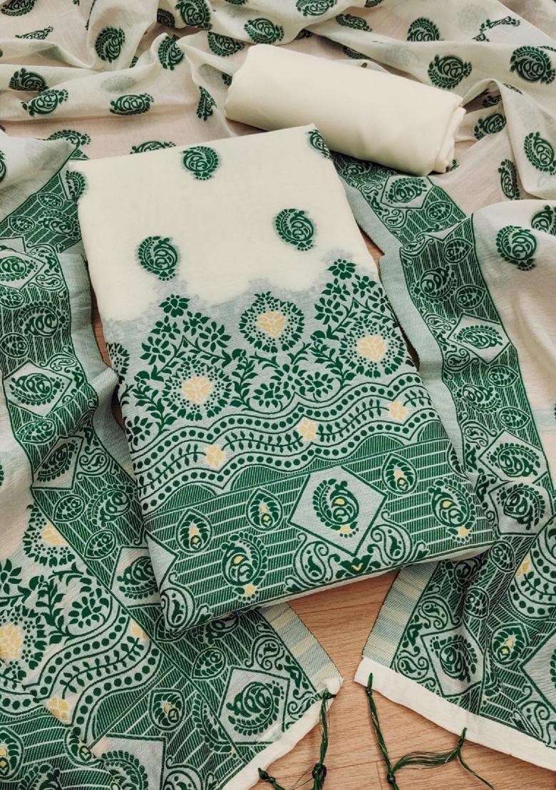 Green Motif Handloom Kurta Set - Indya