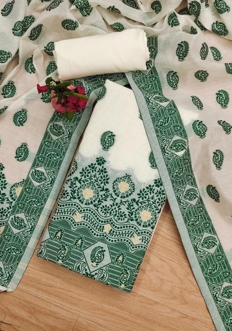 Green Motif Handloom Kurta Set