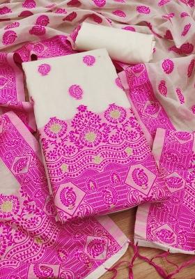 Pink Motif Handloom Kurta Set