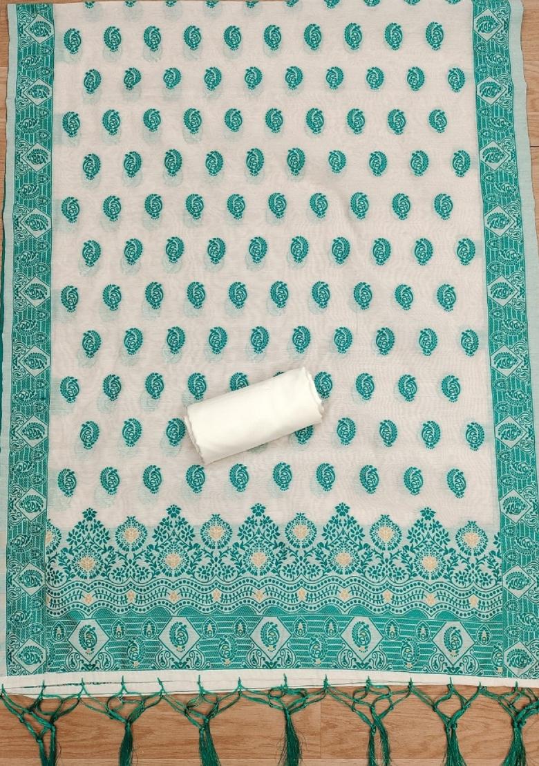 Teal Motif Handloom Kurta Set - Indya