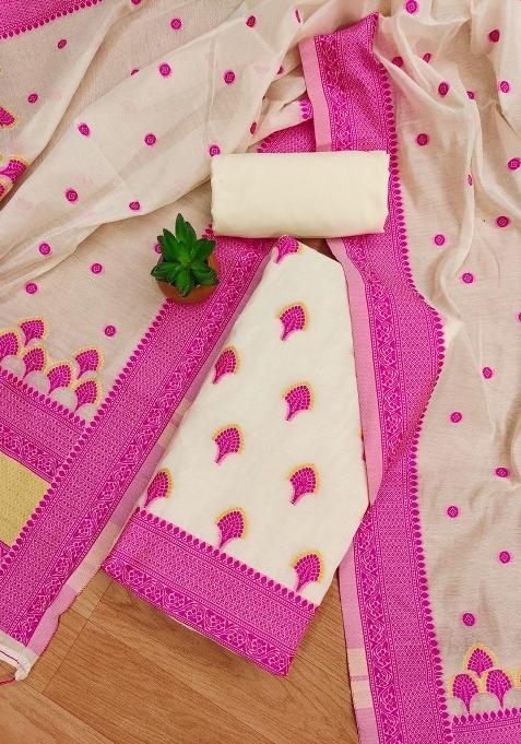 Pink Motif Handloom Kurta Set
