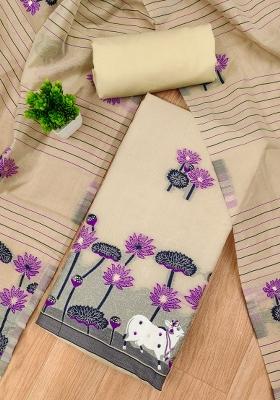Chiku Motif Cotton Blended Kurta Set