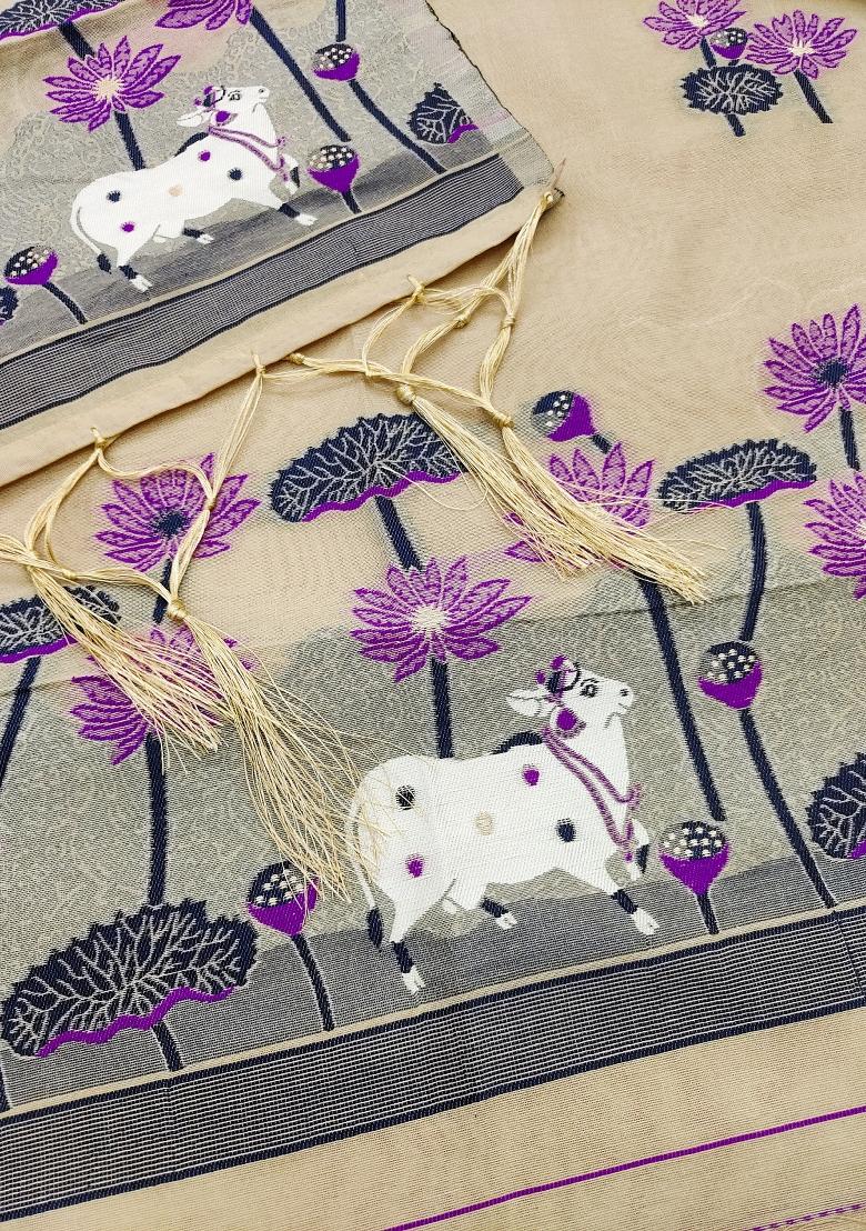 Chiku Motif Cotton Blended Kurta Set - Indya