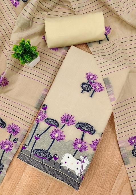 Chiku Motif Cotton Blended Kurta Set