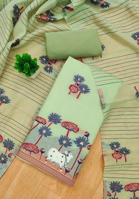 Pista Motif Cotton Blended Kurta Set