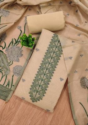 Chiku Motif Cotton Blended Kurta Set