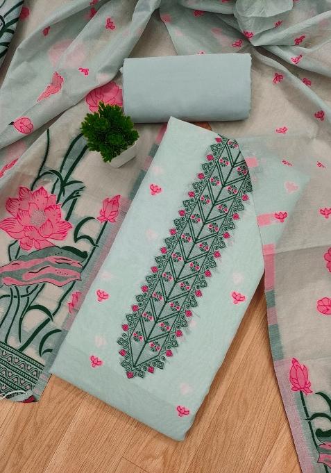 Grey Motif Cotton Blended Kurta Set