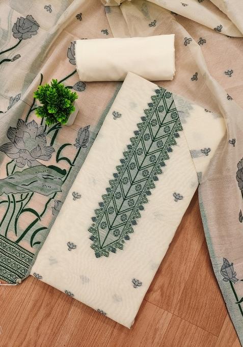 off white Motif Cotton Blended Kurta Set