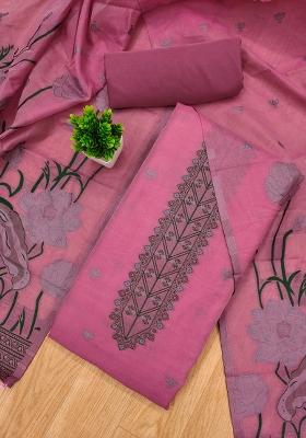 Pink Motif Cotton Blended Kurta Set