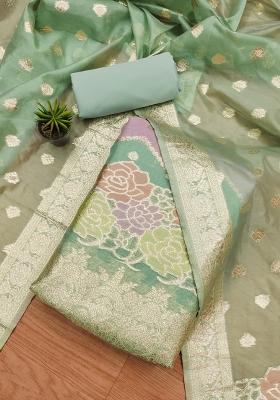 Green Motif Organza Kurta Set