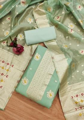 Green Motif Organza Kurta Set