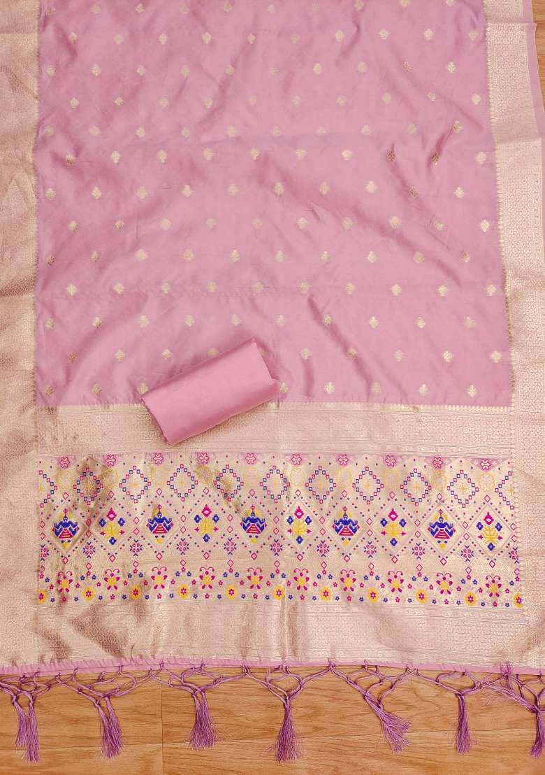 Baby Pink Embroidered Silk Blend Straight Kurta Set - Indya