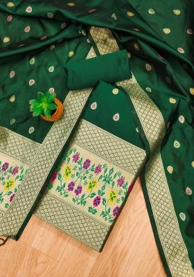 Green Motif Silk Kurta Set