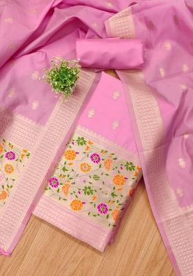 Baby Pink Motif Silk Kurta Set