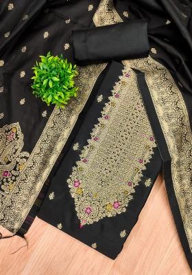 Black Motif Silk Kurta Set
