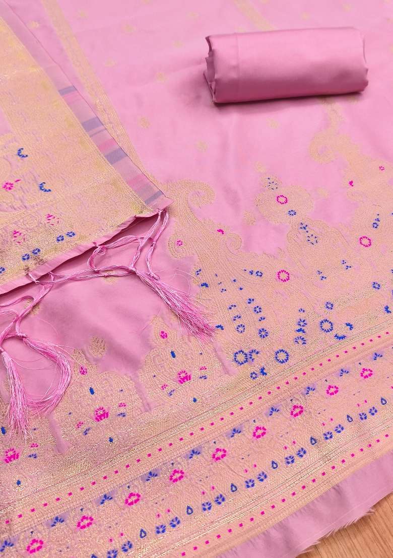 Baby Pink Embroidered Silk Blend Straight Kurta Set - Indya