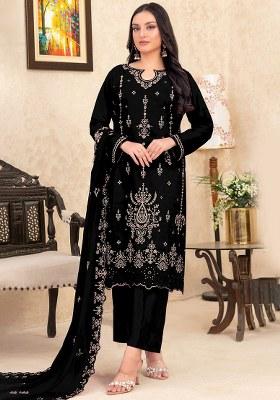 Black Embroidery Velvet Pakistani Salwar Kameez
