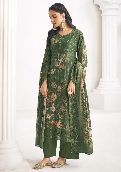 Green Digital Printed Cotton Salwar Kameez